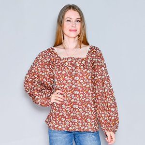 405. SAINT LAURENT Rive Gauche 1970s Vintage Floral Print Cotton Blouse Sz 38